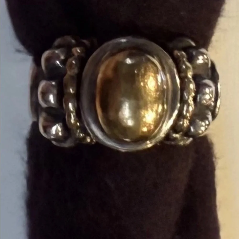 Vintage Lagos Caviar 18k Gold 750 .925 Sterling Silver Dome Ring Size 4.5